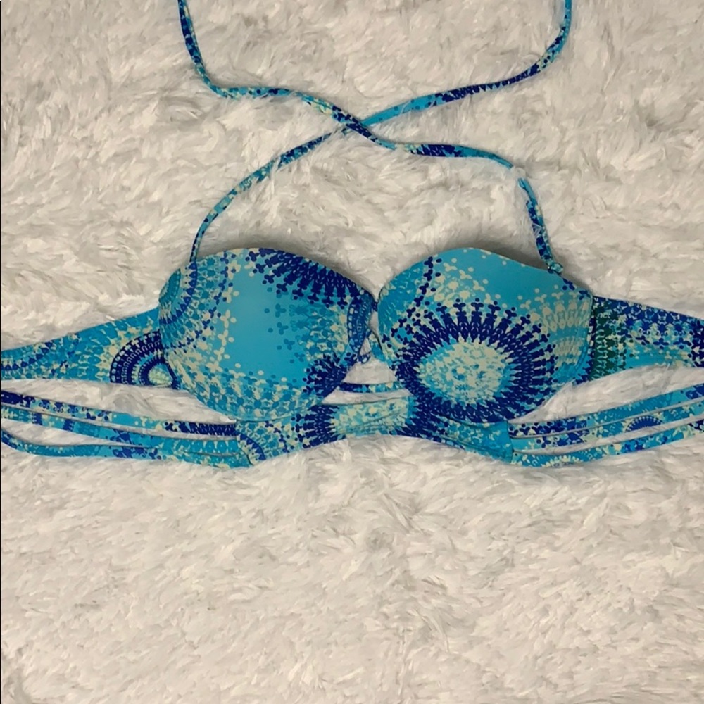 Blue Patterned Bikini Top